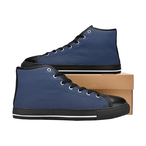 dk blu sp blk Men’s Classic High Top Canvas Shoes (Model 017)