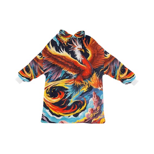 Fire, smoke, phoenix birds, black background art.