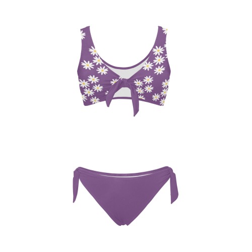 Daisy Woman's Swimwear Purple Plain Bow Tie Front Bikini Swimsuit (Model S38)