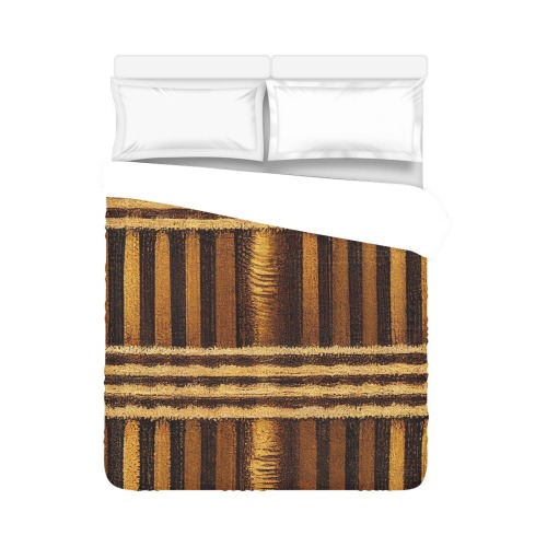 gold and brown cross striped pattern Duvet Cover 86"x70" ( All-over-print)