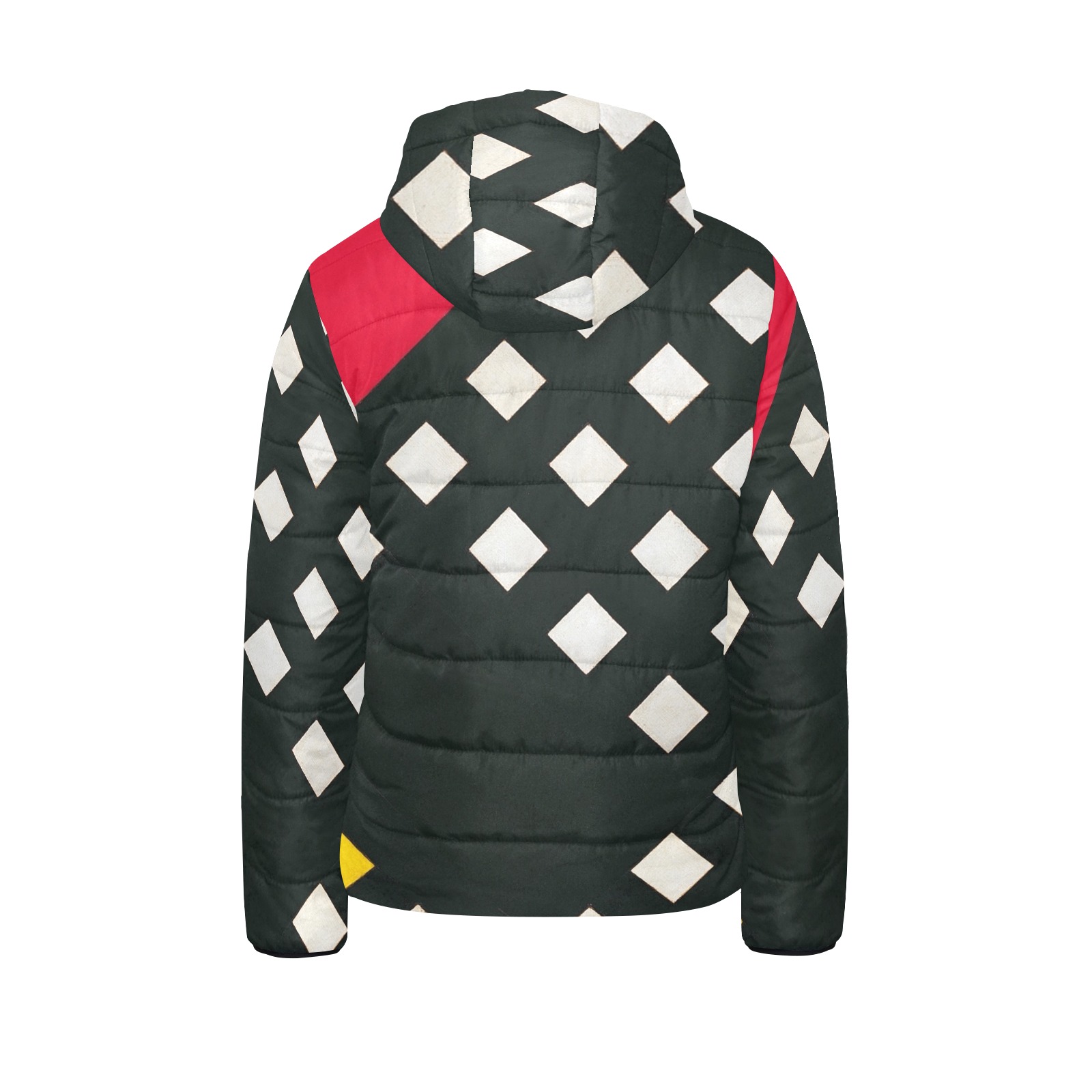 Counter-composition XV by Theo van Doesburg- Kids' Padded Hooded Jacket (Model H45)