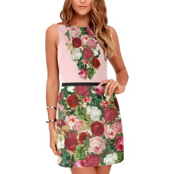 Vintage Flowers With Pink Eos Women's Sleeveless Dress (Model D01)