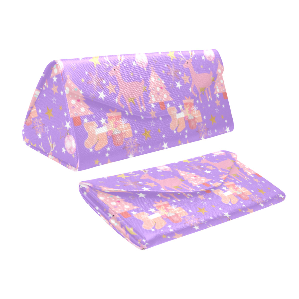 Pink and Purple and Gold Christmas Design Custom Foldable Glasses Case
