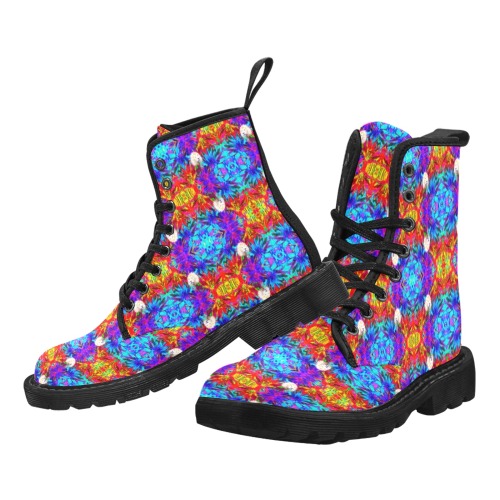 Psychedelic Jungle Martin Boots for Women (Black) (Model 1203H)