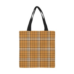 Designer Inspired Tan Plaid All Over Print Canvas Tote Bag/Small (Model 1697)