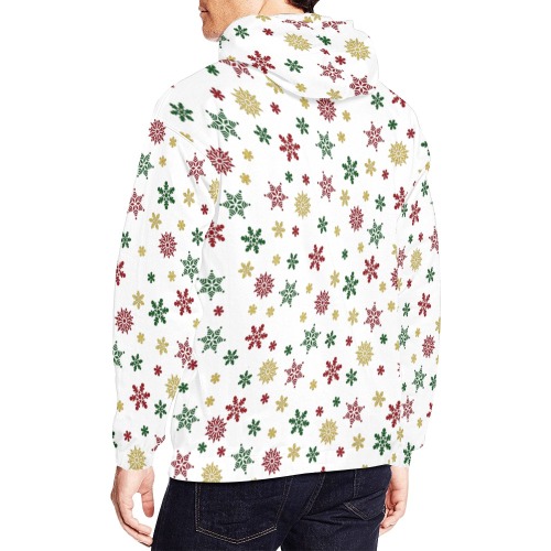 Snowflake Print All Over Print Hoodie for Men (USA Size) (Model H13)