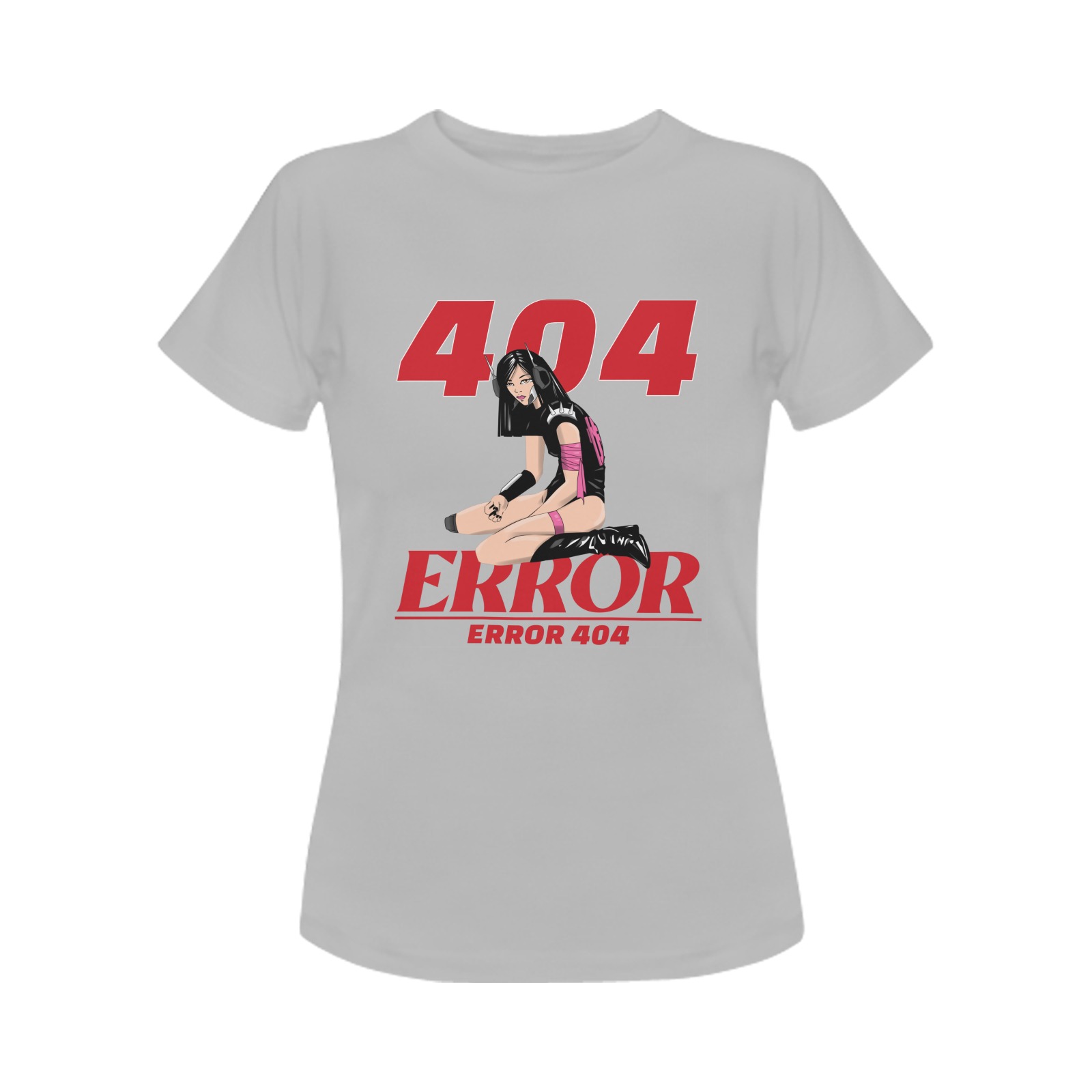 Error 404 modern-t-shirt-design-template-featuring-a-female-warrior-character-graphic-3650i Women's T-Shirt in USA Size (Two Sides Printing)