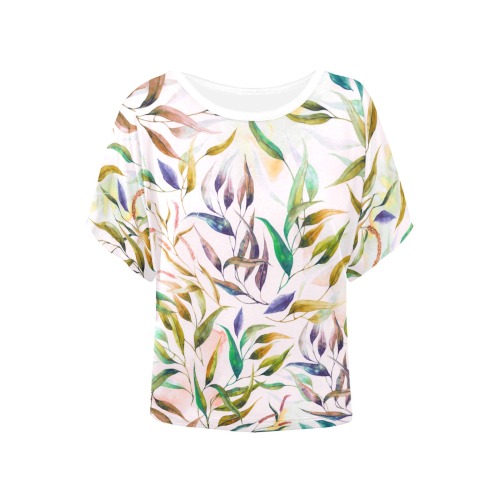 Painting colorful leaves 78 Women's Batwing-Sleeved Blouse T shirt (Model T44)
