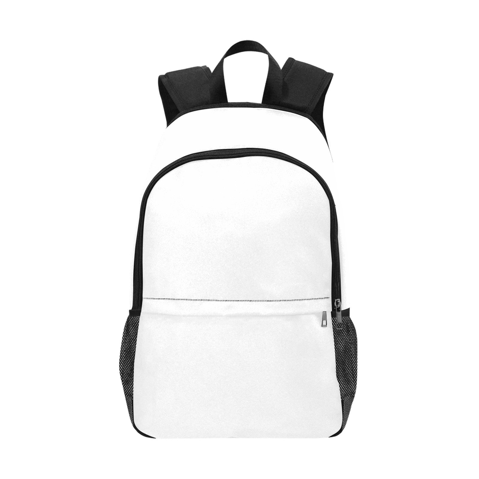 White Beautiful BackPack Fabric Backpack with Side Mesh Pockets (Model