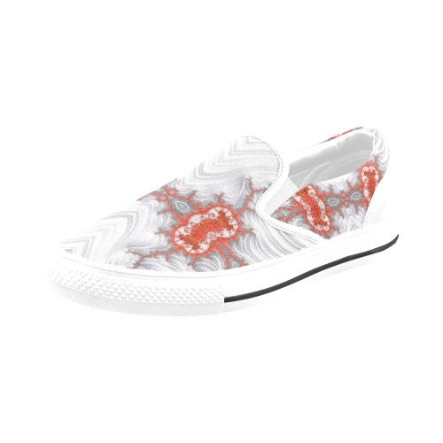 Lacy Lava on Snow Drifts Fractal Abstracts Women's Slip-on Canvas Shoes (Model 019)