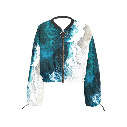 Ocean And Beach Cropped Chiffon Jacket for Women (Model H30)