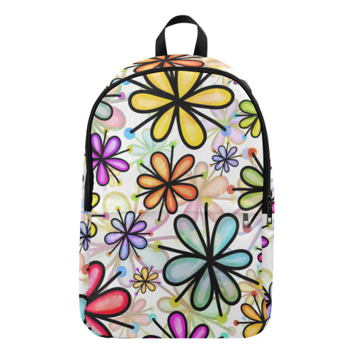 Watercolor Rainbow Doodle Daisy Flower Pattern Fabric Backpack for Adult (Model 1659)