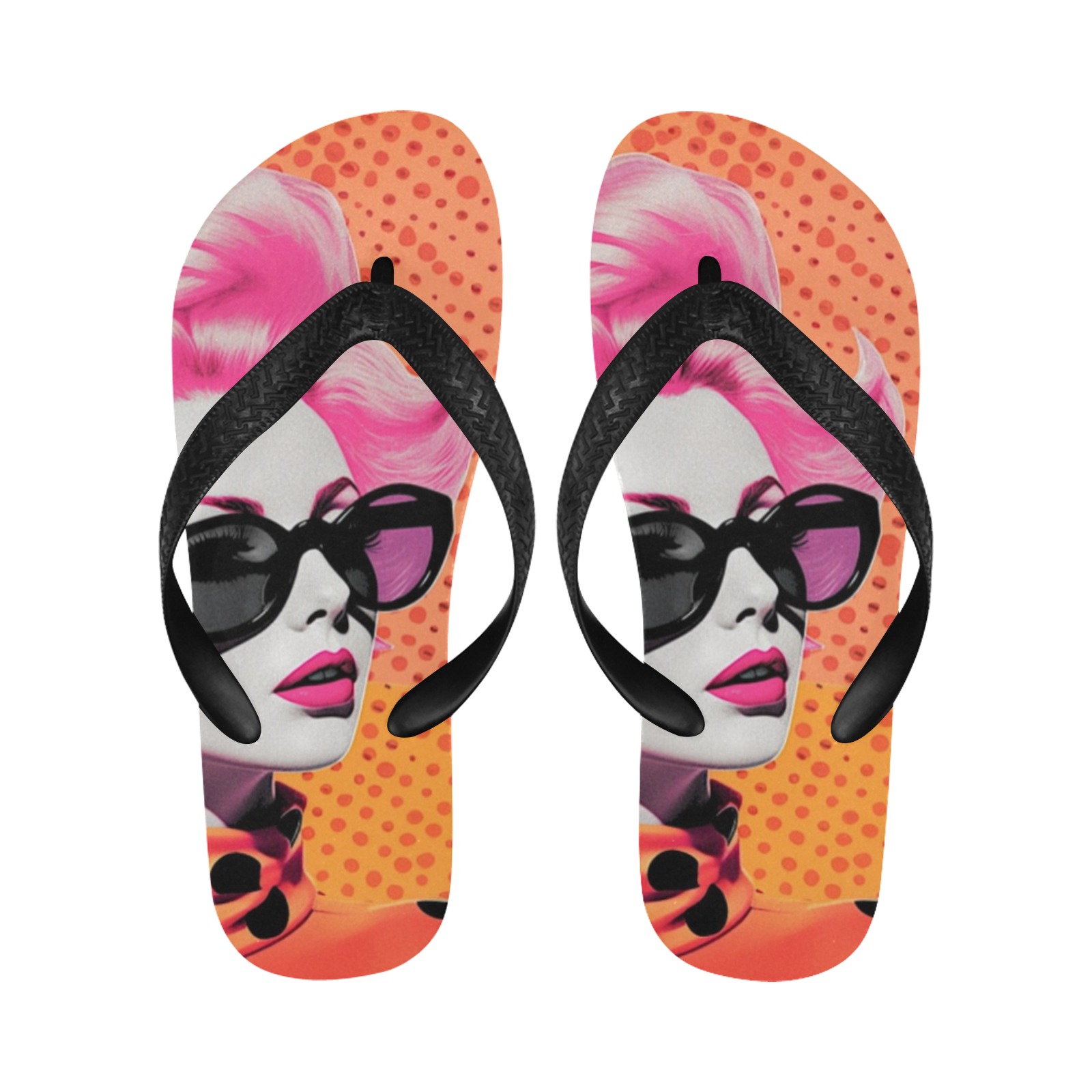Bernice Glam Flops Pop Art beach thongs shower shoes flip flops Flip Flops for Men/Women (Model 040)
