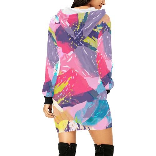 Mountains modern abstract C28 All Over Print Hoodie Mini Dress (Model H27)