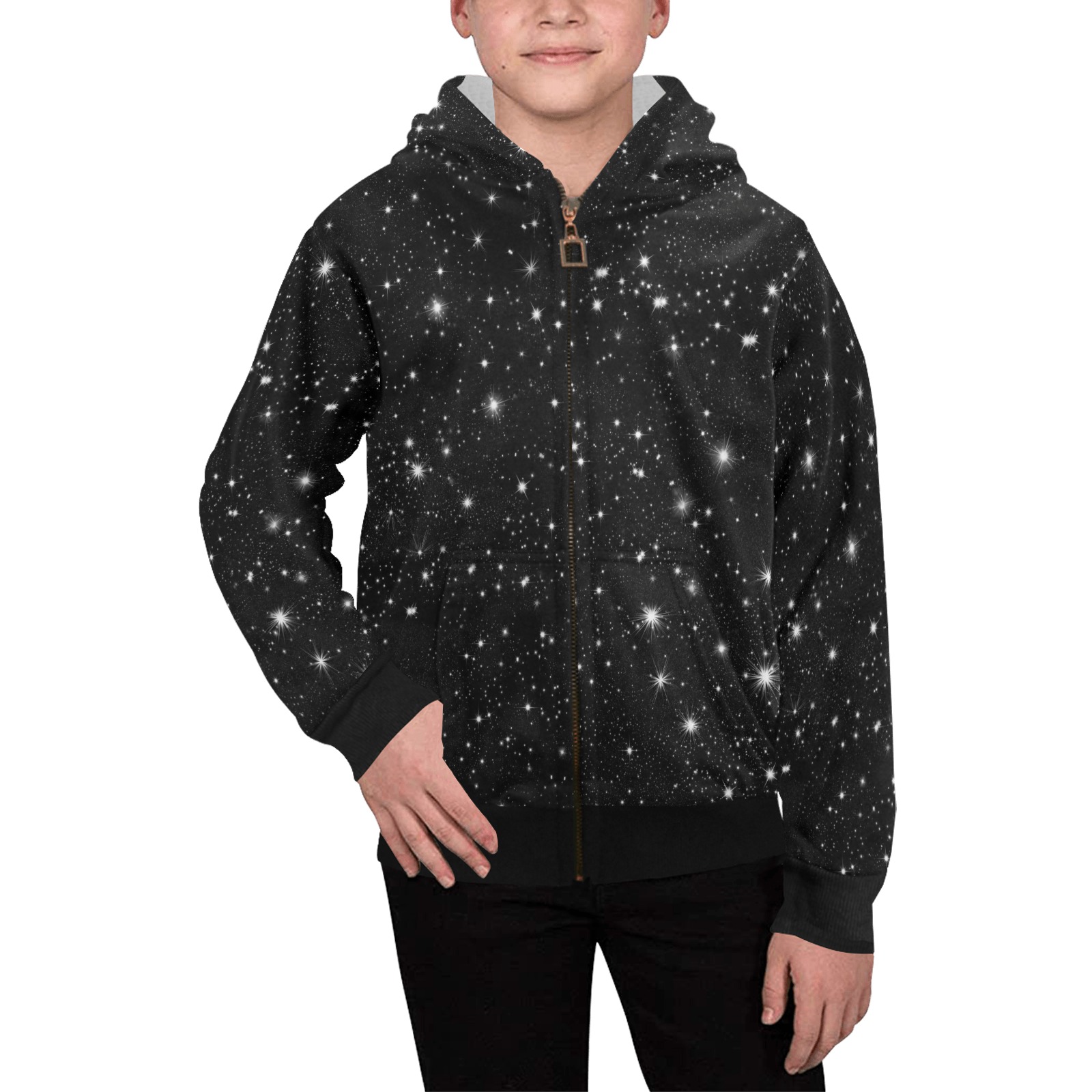 Stars in the Universe Kids' All Over Print Full Zip Hoodie (Model H39)