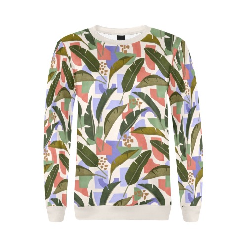 Tropical abstract shapes 935 All Over Print Crewneck Sweatshirt for Women (Model H18)
