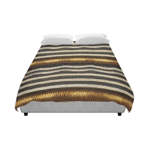 gold, silver and black striped pattern Duvet Cover 86"x70" ( All-over-print)