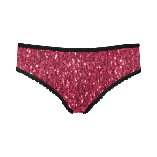 Magenta dark pink red faux sparkles glitter Women's All Over Print Briefs (Model L14)