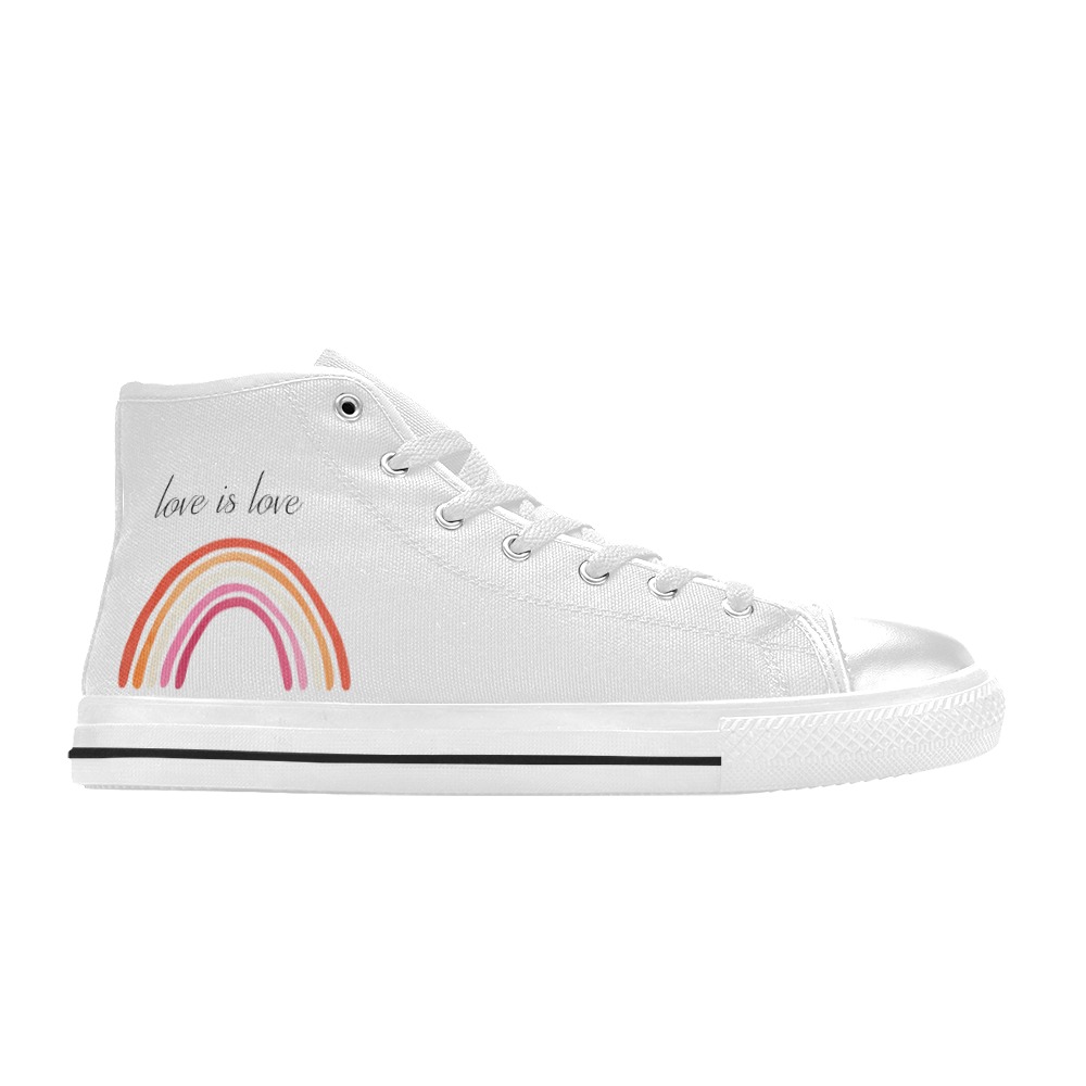 White - Lesbian Love is Love Shoe Men’s Classic High Top Canvas Shoes (Model 017)