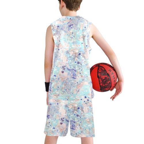 marbling 6-3 Boys' V-Neck Basketball Uniform