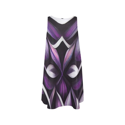 black and violet 1 Sleeveless A-Line Pocket Dress (Model D57)