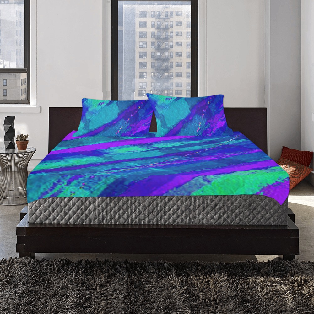 Watercolor Ocean Deep 3-Piece Bedding Set
