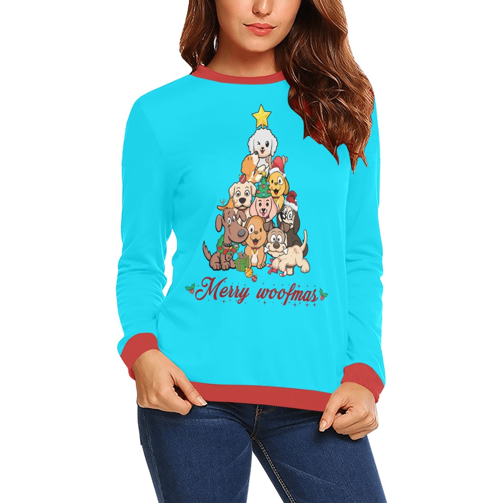 Merry Woofmas All Over Print Crewneck Sweatshirt for Women (Model H18)