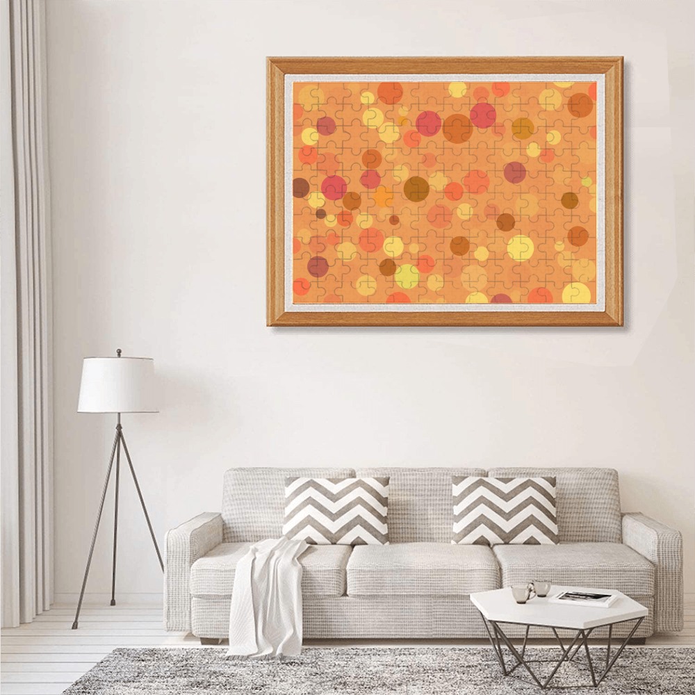 Yellow and Orange Polka Dots 500-Piece Wooden Photo Puzzles
