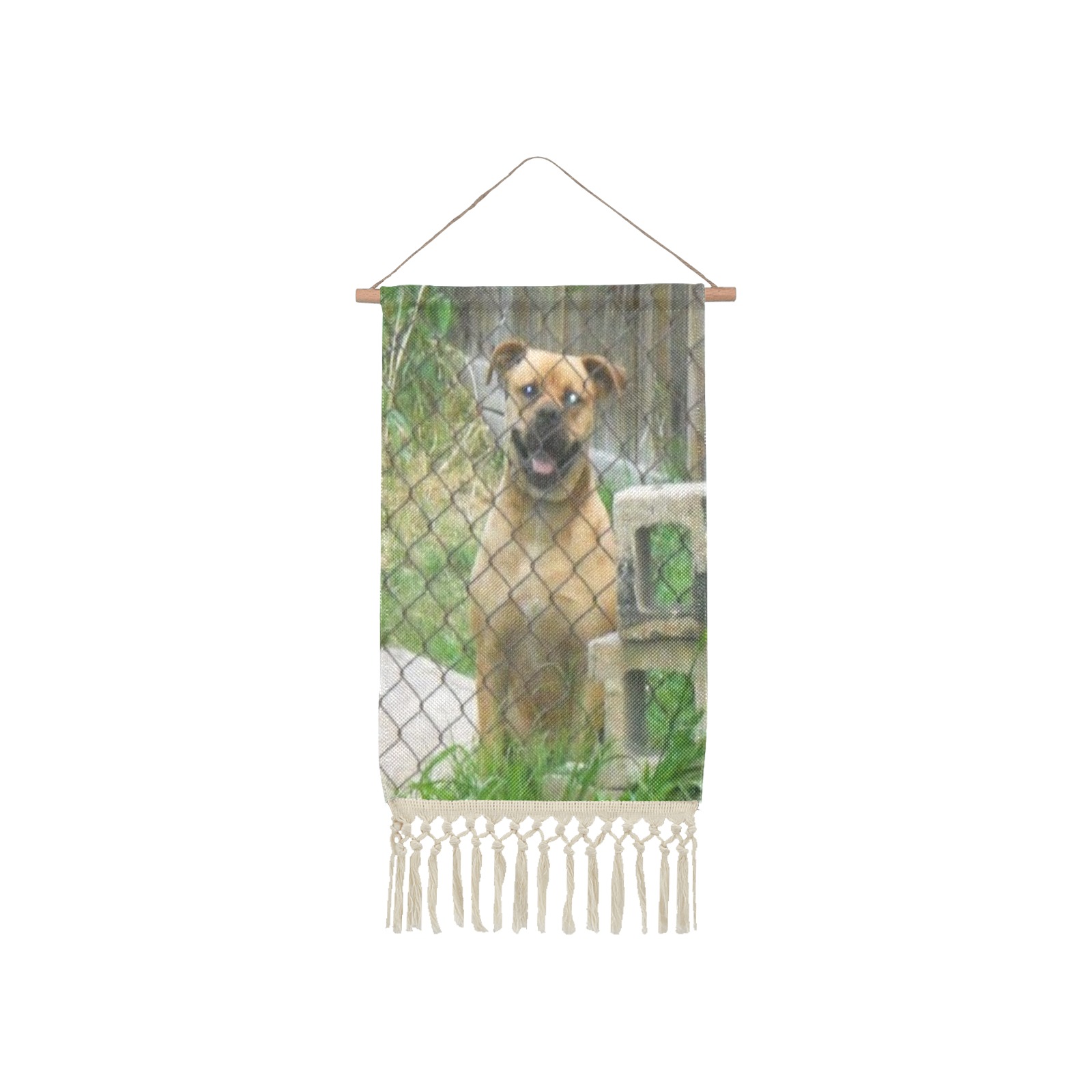 A Smiling Dog Linen Hanging Poster