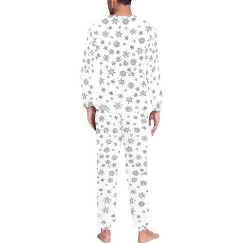 Snowflakes for Christmas Men's All Over Print Pajama Set with Custom Cuff