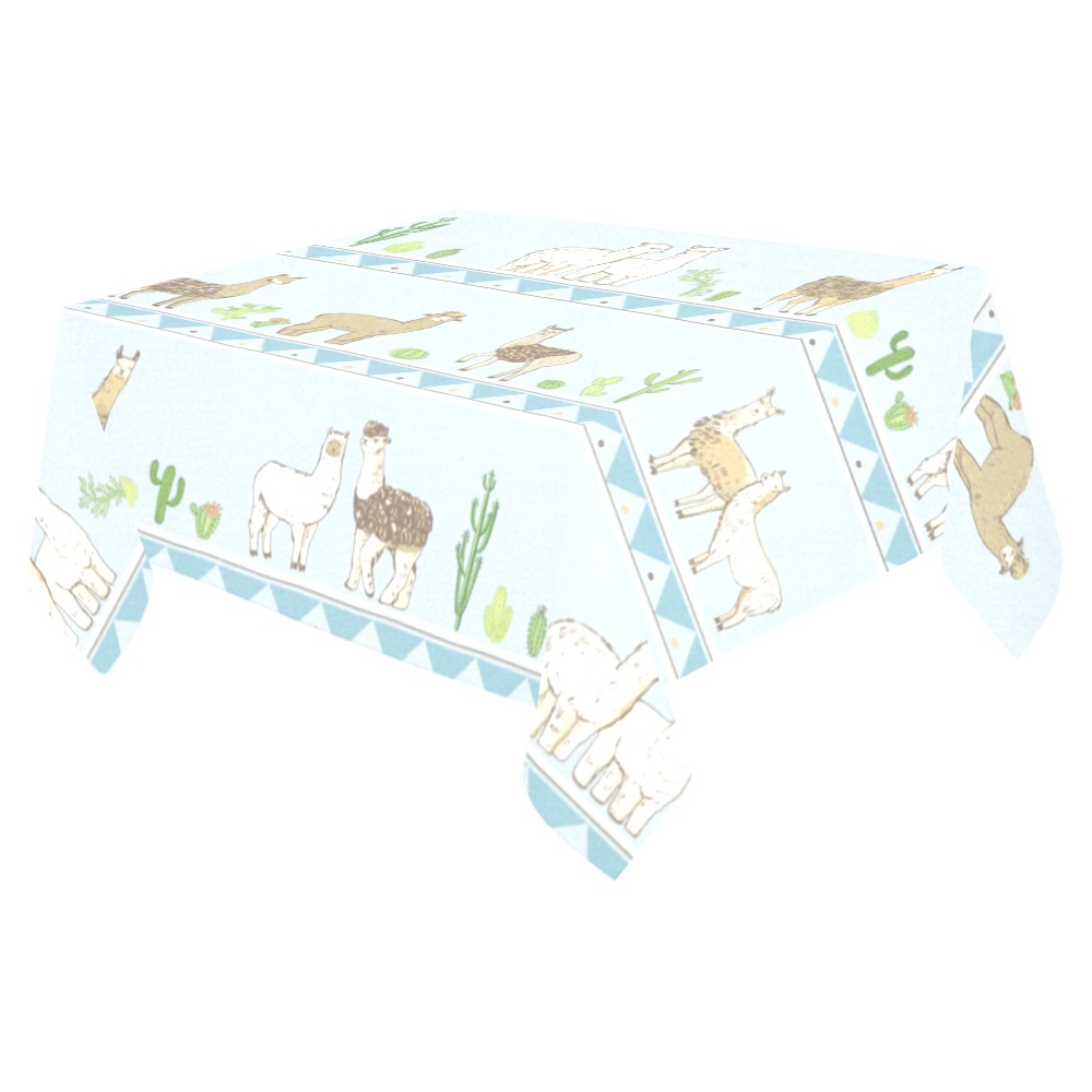 LLama Print Cotton Linen Tablecloth 52"x 70"