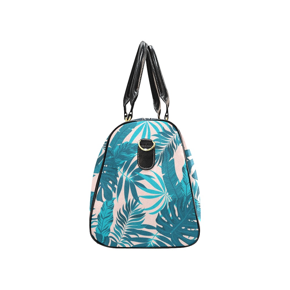 Tropical Blue Leaves New Waterproof Travel Bag/Large (Model 1639)