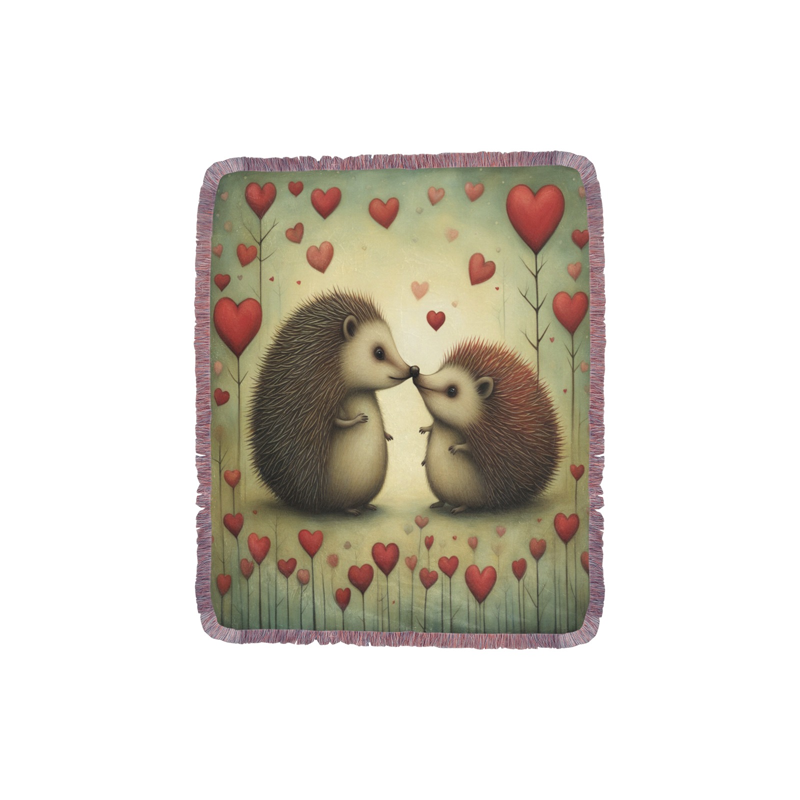 Hedgehog Love 1 Ultra-Soft Fringe Blanket 30"x40" (Mixed Pink)
