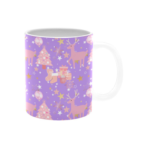 Pink and Purple and Gold Christmas Design Mug White Mug(11OZ)