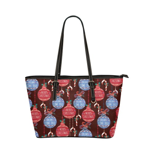 Christmas Ornaments - small Leather Tote Bag/Small (Model 1651)