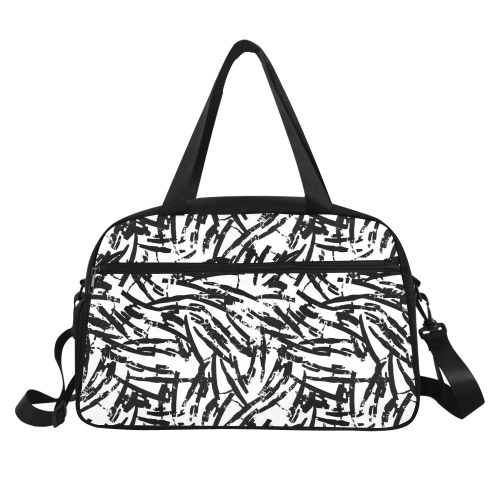 Brush Stroke Black and White Fitness Handbag (Model 1671)