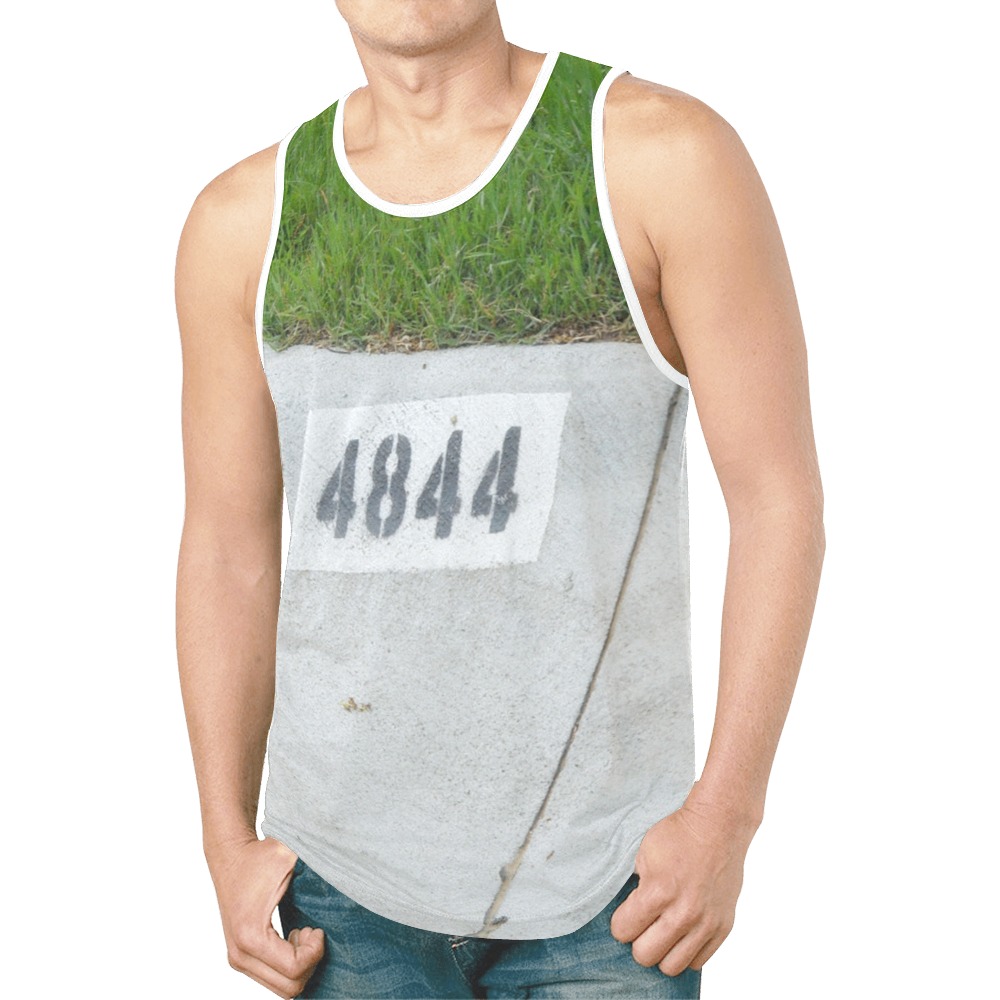 Street Number 4844 with White Collar New All Over Print Tank Top for Men (Model T46)