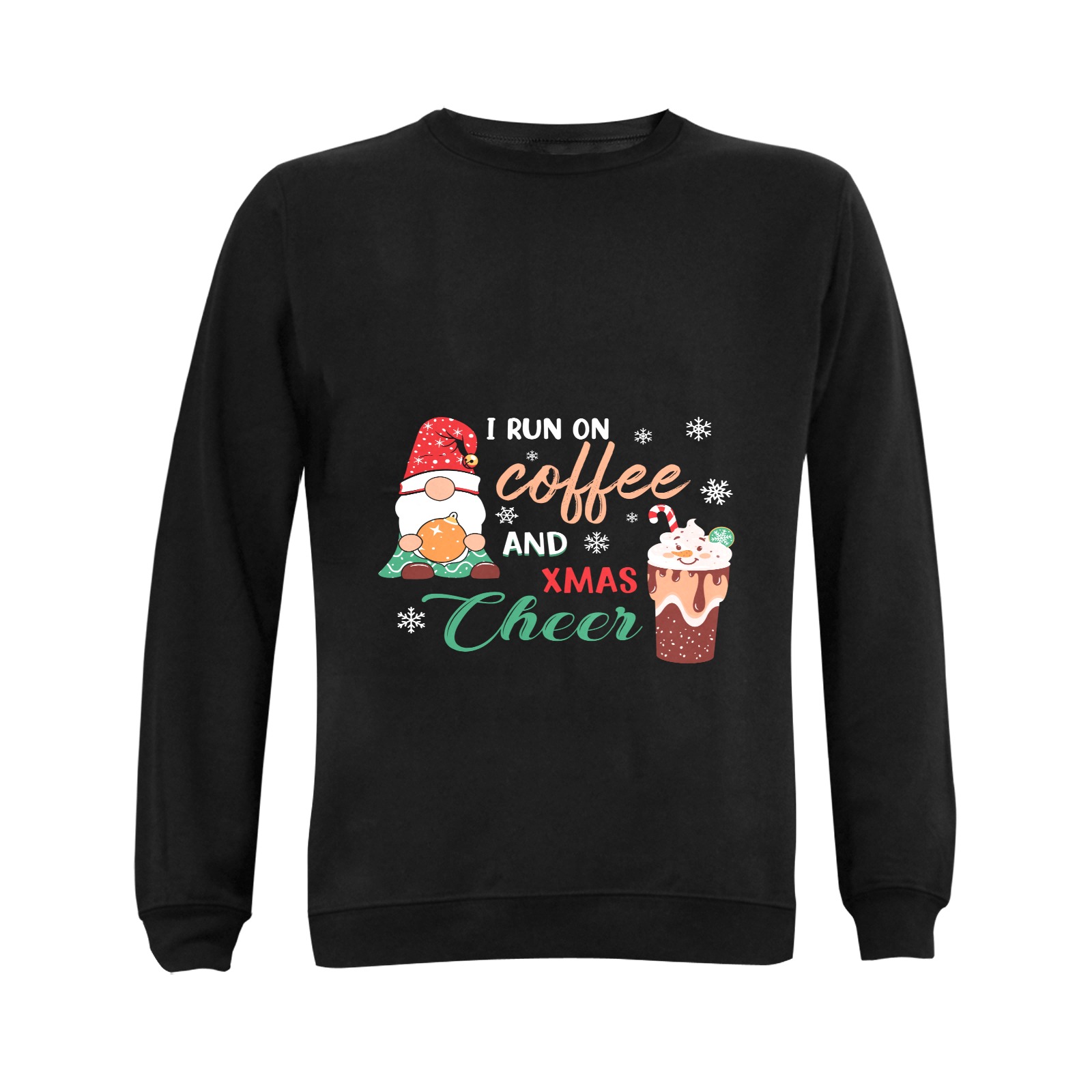 I Run On Coffee & Christmas Cheer (BL) Gildan Crewneck Sweatshirt(NEW) (Model H01)