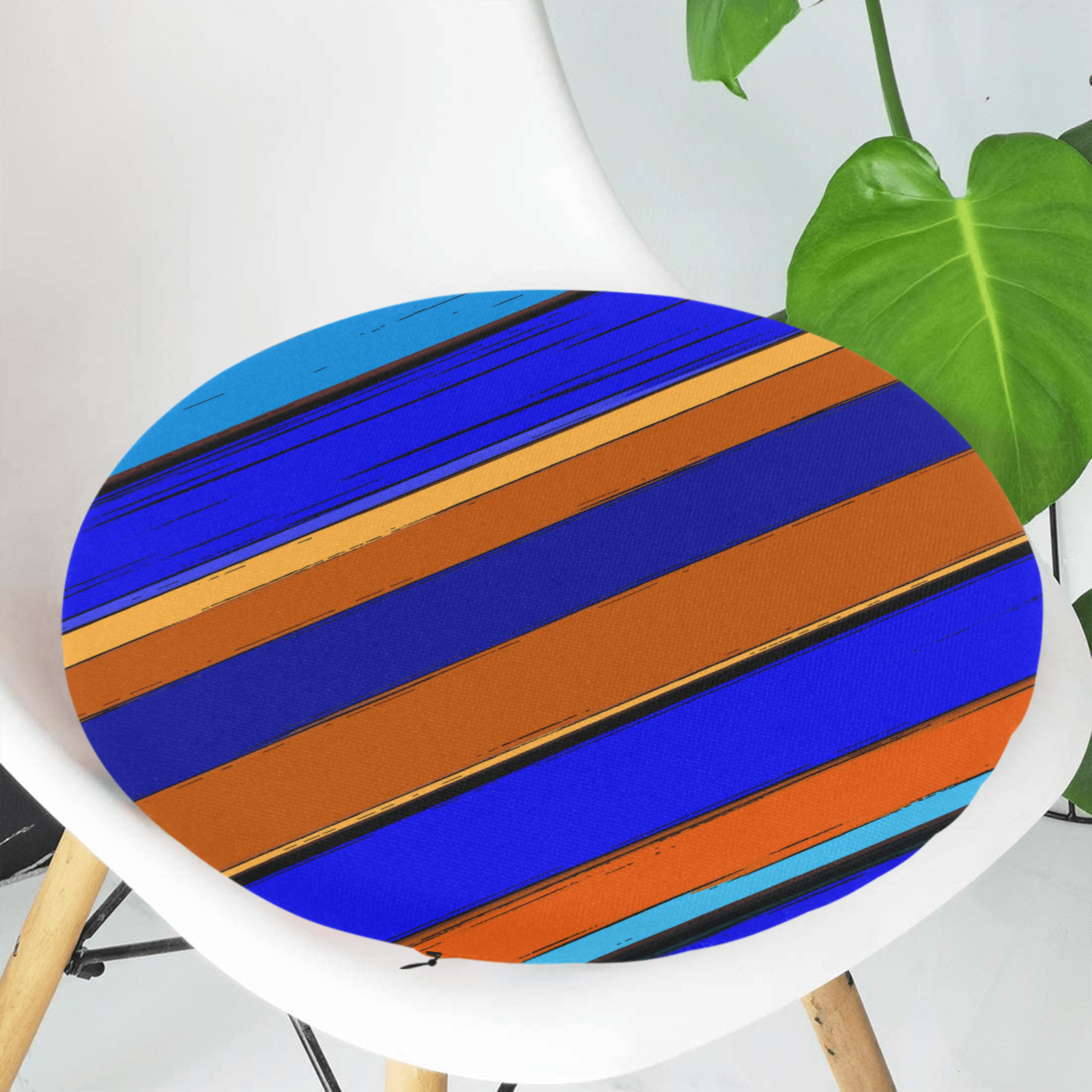 Abstract Blue And Orange 930 Round Seat Cushion