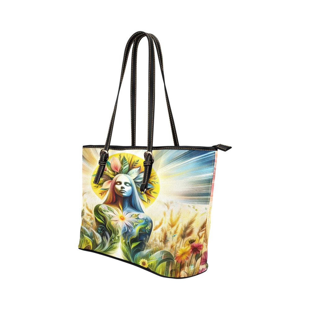Mother Nature Leather Tote Bag/Small (Model 1651)