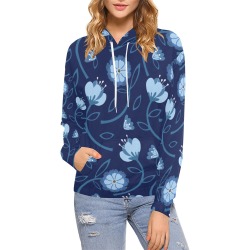 Flower All Over Print Hoodie for Women (USA Size) (Model H13)