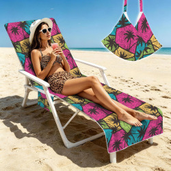 palm trees Beach chair cover Beach Chair Towel Cover with Side Pockets