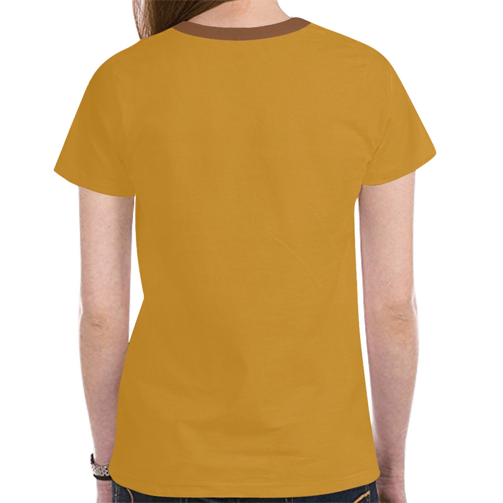 Golden Autumn Leaves - Gold New All Over Print T-shirt for Women (Model T45)