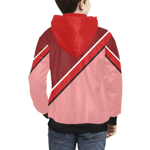 Diagonal Shades of Red Kids' All Over Print Hoodie (Model H38)