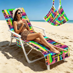 Rainbow Swish beach chair cover Beach Chair Towel Cover with Side Pockets
