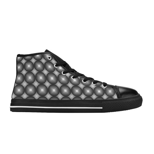 Black and White Print (D5623620) Men’s Classic High Top Canvas Shoes (Model 017)