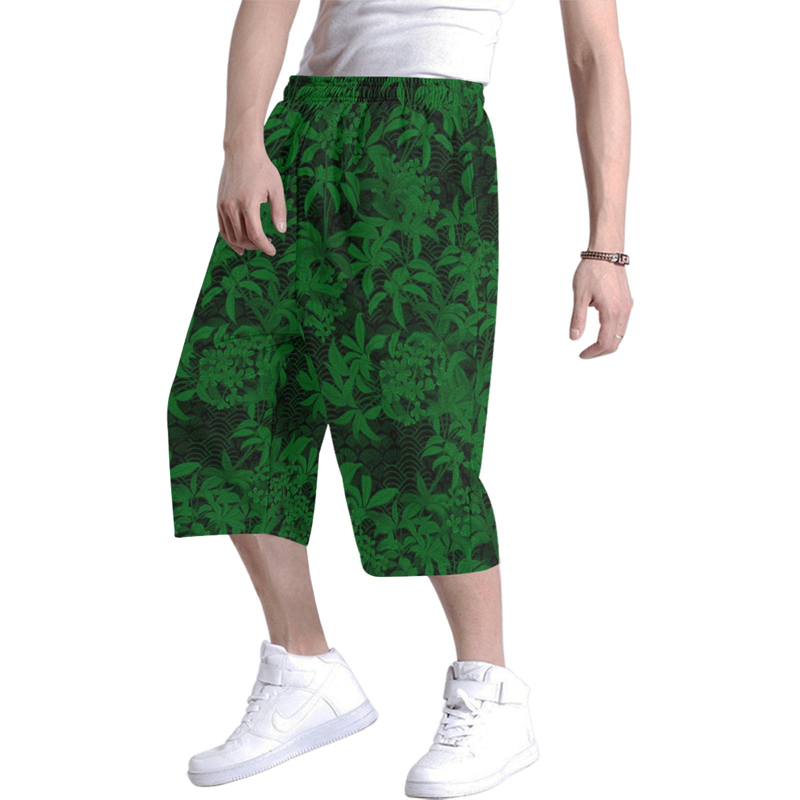 Kinmo Verde Men's All Over Print Baggy Shorts (Model L37)