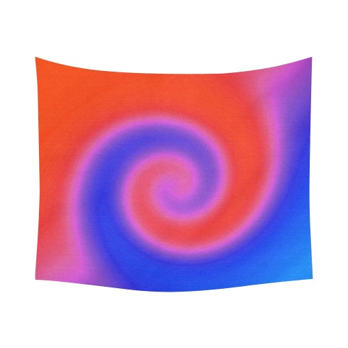 Swirl Red Blue Cotton Linen Wall Tapestry 60"x 51"