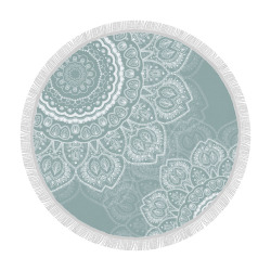 Tulip Mandalas on Rustic Sage Background Circular Beach Shawl 59"x 59"