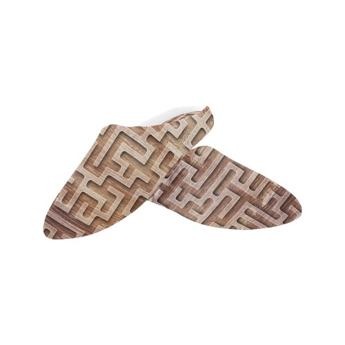 Wooden Maze Women's Non-Slip Cotton Slippers (Model 0602)